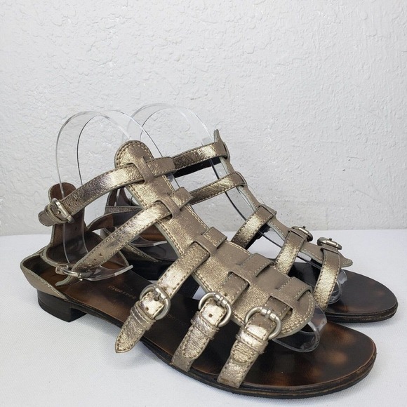 Giuseppe Zanotti Gladiators Gold Leather Flat Sandals Ankle Buckle - Picture 11 of 11